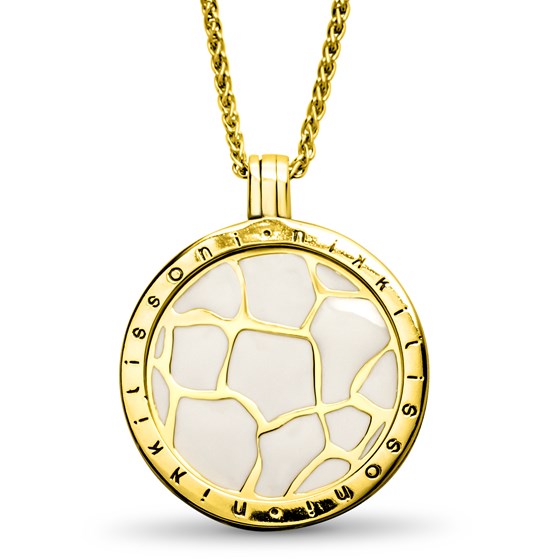 Nikki Lissoni Giraffe Print Gold Plated 33 mm Pendant w/Chain Nikki Lissoni Giraffe Print Gold Plated 33 mm Pendant w/Chain